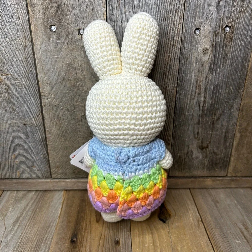 Just Dutch Miffy Handmade Crochet Organic Cotton Doll Rainbow Dress Nijntje